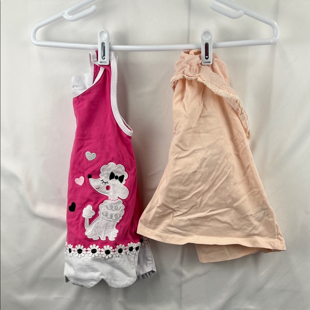Girl’s Summer Tops - Size 4 - Pink Puppy Dog - Peach Halter Top